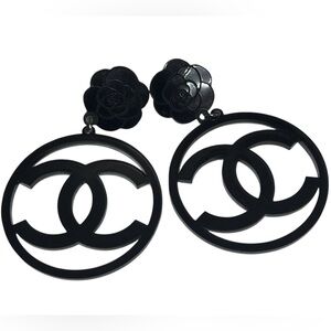 CC Fashion Black Circle Dangle Earrings